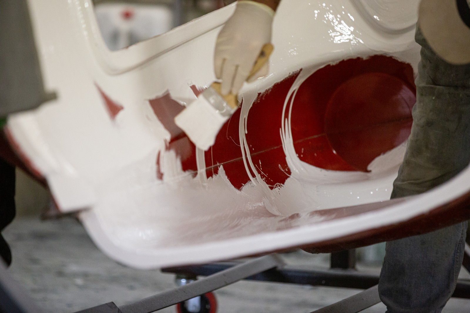 Fibreglass component being worked on in the Sebring Composites workshop